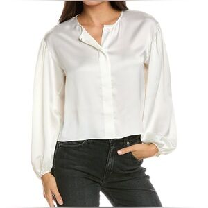 FRAME Cropped Volume Sleeve Blouse
